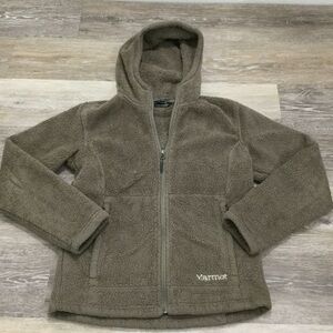MARMOT Full Zip Up Long Sleeve Brown Fleece Hooded Jacket Women's Size Small